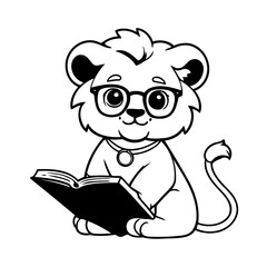 Cute vector illustration Lion doodle for toddlers worksheet