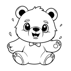 Cute vector illustration bear drawing for kids page