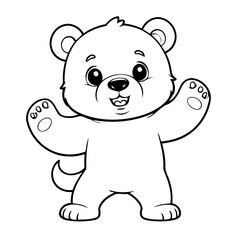 Cute vector illustration bear doodle for kids coloring worksheet