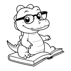 Cute vector illustration Crocodile doodle for children worksheet