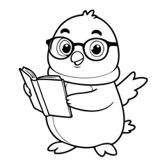 Cute vector illustration Penguin doodle for kids colouring page