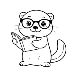 Cute vector illustration Otter doodle for children worksheet