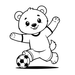 Cute vector illustration bear drawing for kids colouring activity