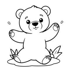 Simple vector illustration of bear hand drawn for kids page