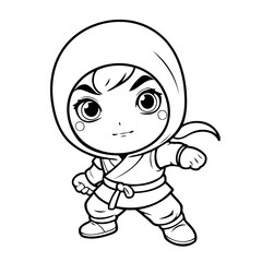 Simple vector illustration of Ninja for toddlers colouring page