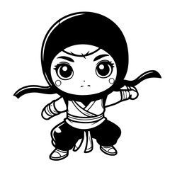 Cute vector illustration Ninja hand drawn for kids page