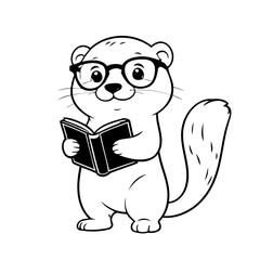 Vector illustration of a cute Otter doodle for toddlers colouring page