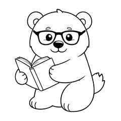 Simple vector illustration of PolarBear drawing colouring activity