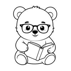 Vector illustration of a cute Bear drawing for toddlers coloring activity