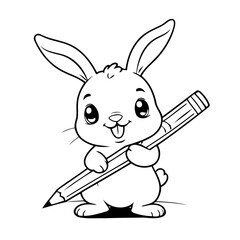 Simple vector illustration of Bunny drawing for toddlers book