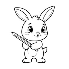 Simple vector illustration of Bunny drawing for toddlers coloring activity