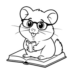 Simple vector illustration of Hamster outline for colouring page