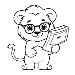 Cute vector illustration Lion drawing for toddlers colouring page