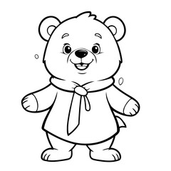 Fototapeta premium Cute vector illustration bear drawing for kids colouring page