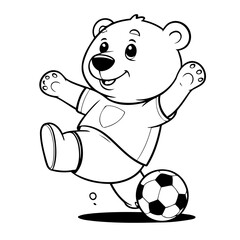 Vector illustration of a cute bear doodle for toddlers colouring page