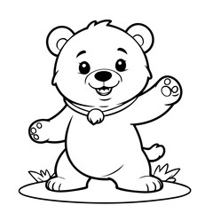 Vector illustration of a cute bear doodle for toddlers coloring activity
