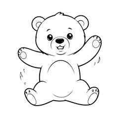 Cute vector illustration bear drawing for kids page