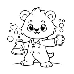 Cute vector illustration bear hand drawn for kids page