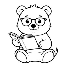 Cute vector illustration Bear for toddlers colouring page