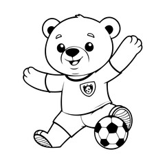 Vector illustration of a cute bear drawing colouring activity