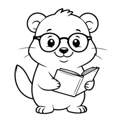 Cute vector illustration Beaver for kids colouring page