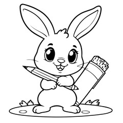 Cute vector illustration Bunny for kids coloring activity page