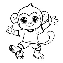 Vector illustration of a cute Monkey doodle colouring activity for kids