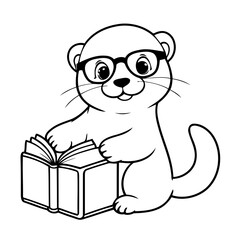Vector illustration of a cute Otter doodle for toddlers colouring page