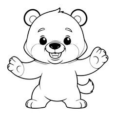 Cute vector illustration bear for toddlers colouring page