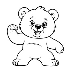 Vector illustration of a cute bear drawing colouring activity