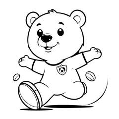 Simple vector illustration of bear for kids colouring worksheet