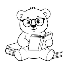 Cute vector illustration Bear drawing for kids colouring activity