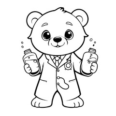 Simple vector illustration of bear drawing for kids page
