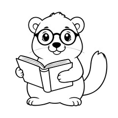 Vector illustration of a cute Beaver drawing colouring activity