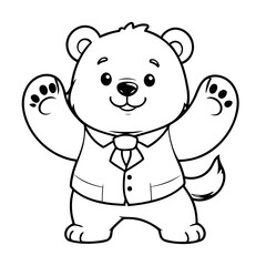 Simple vector illustration of bear hand drawn for kids page