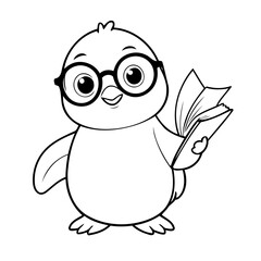 Simple vector illustration of Penguin for toddlers colouring page