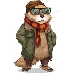 Obraz premium Beaver hipster fashion