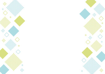 幾何学　フレーム　水色　黄緑　四角とキラキラ