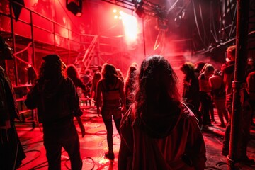 A frenzy of activity backstage at a theatrical production