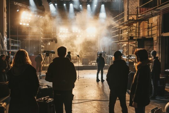 A frenzy of activity backstage at a theatrical production