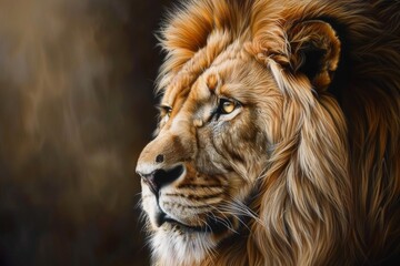 Fototapeta premium A majestic portrait of a lion, capturing its power and grace in intricate detail