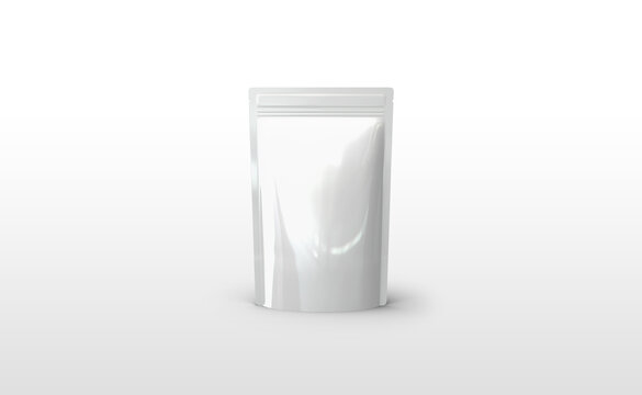 3D Illustration of food pouch packaging mockup with white background.