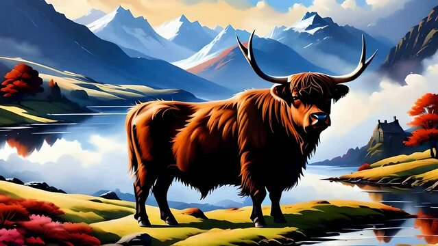 beautiful nature landscape. illustration animation. 