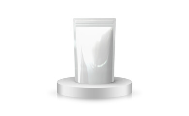 3D Illustration of food pouch packaging mockup with transparent background.