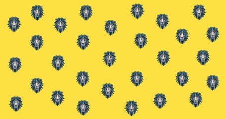 Image of lion heads over yellow background
