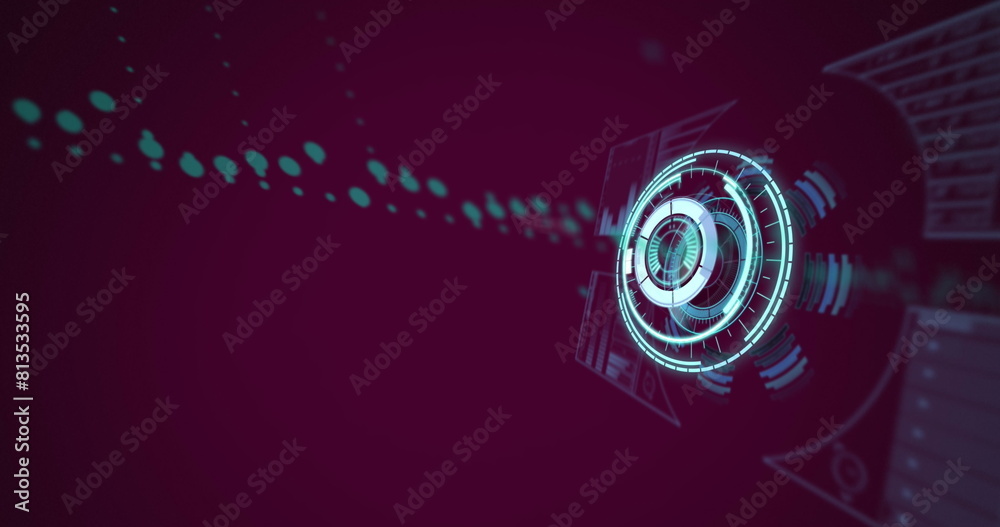 Poster image of scope scanning and data processing on purple background