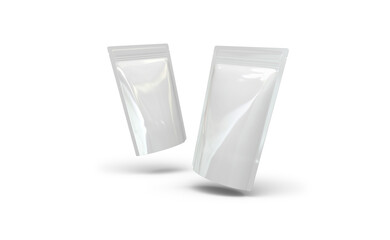 3D Illustration of food pouch packaging mockup with transparent background.