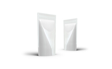 3D Illustration of food pouch packaging mockup with transparent background.