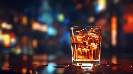 A glass of whiskey on the rocks