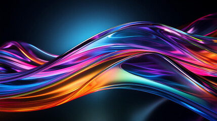 曲線を描きながら流れるカラフルな水